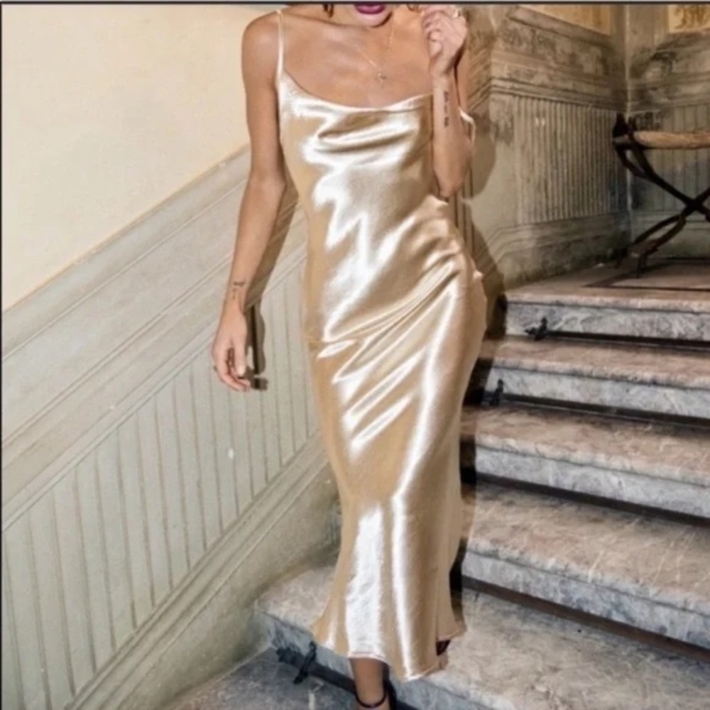 Rat & Boa Shimmering Gold Backless Dress